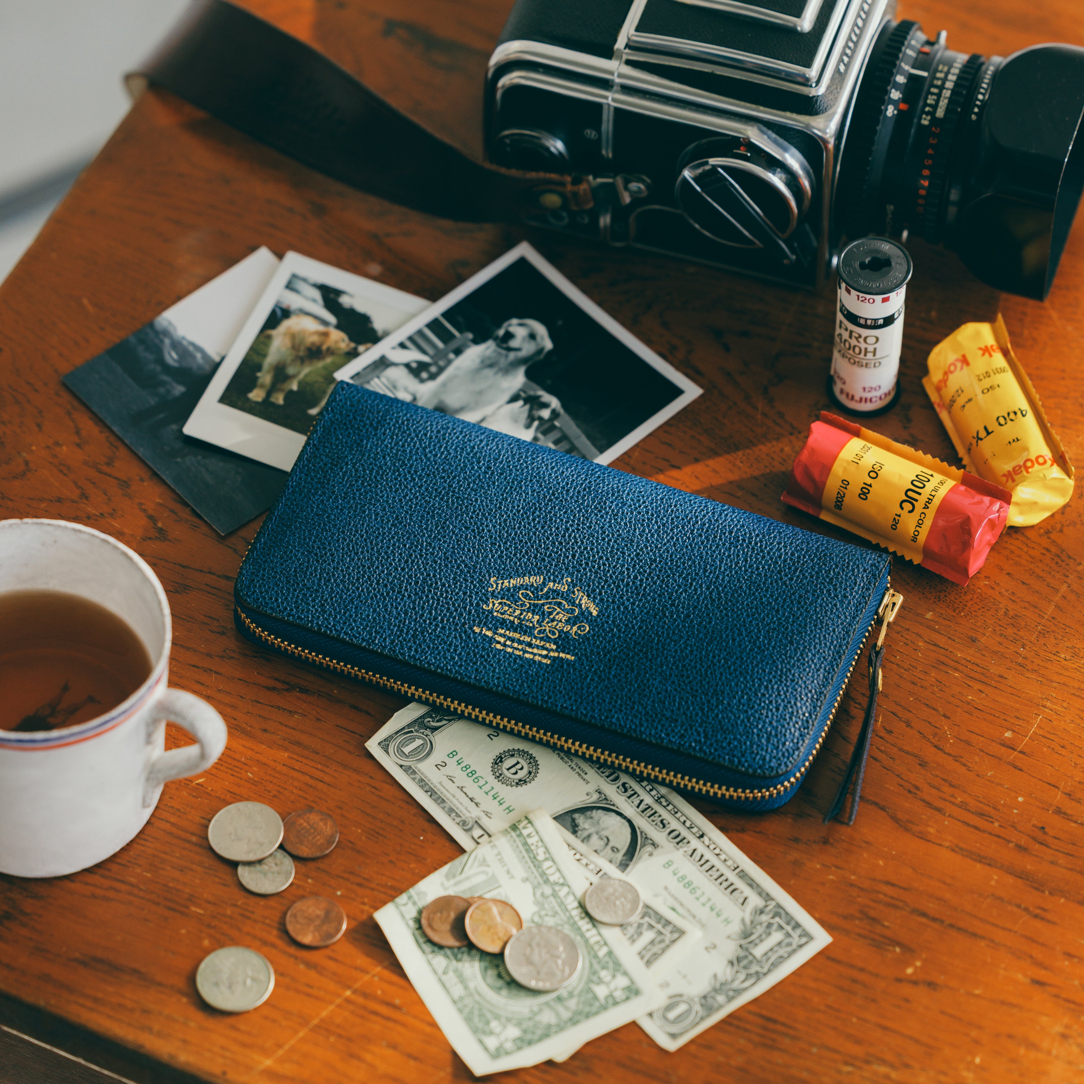 SL0303 KUROZAN indigo zip long wallet