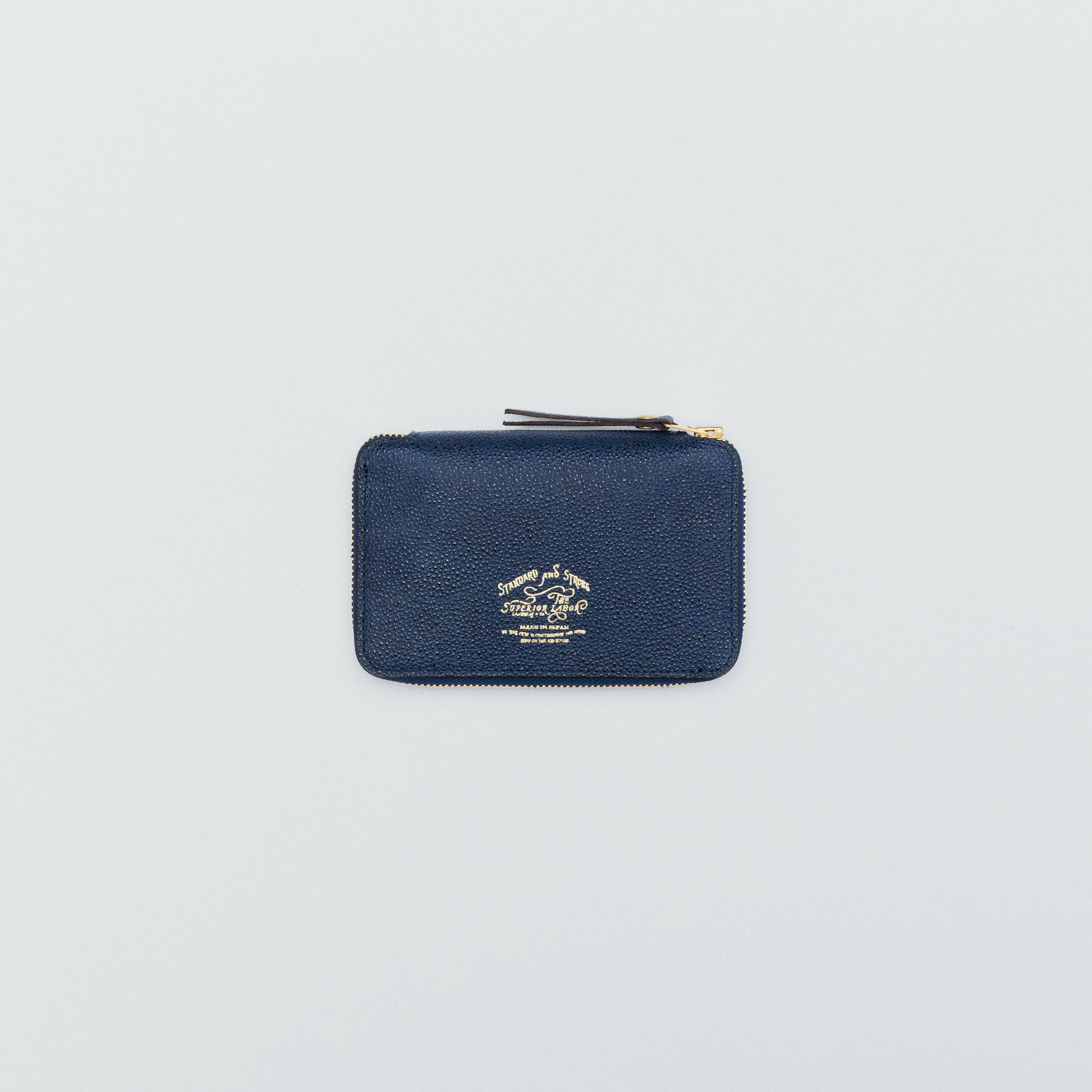 SL0305 KUROZAN indigo zip middle wallet