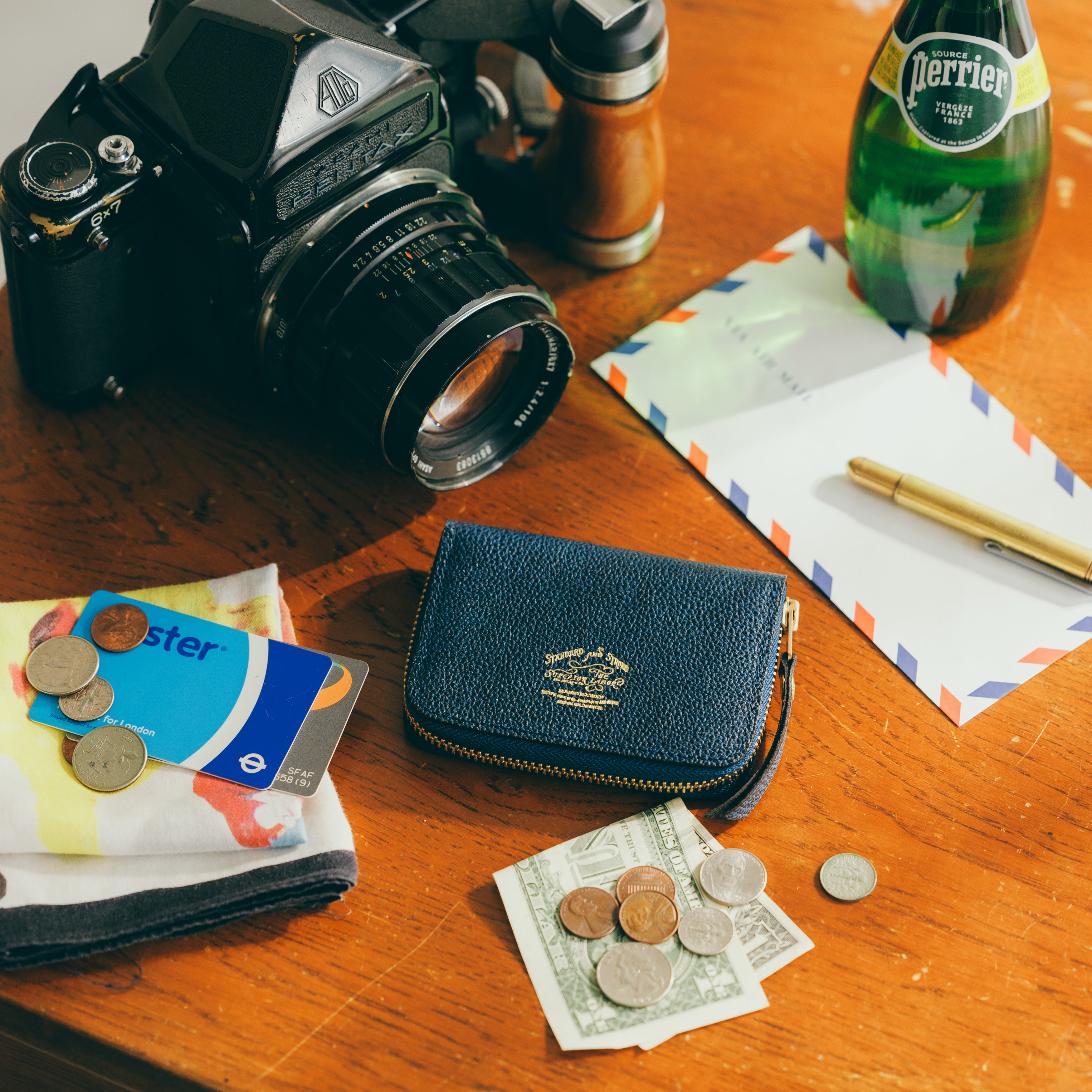 SL0307 KUROZAN indigo zip small wallet