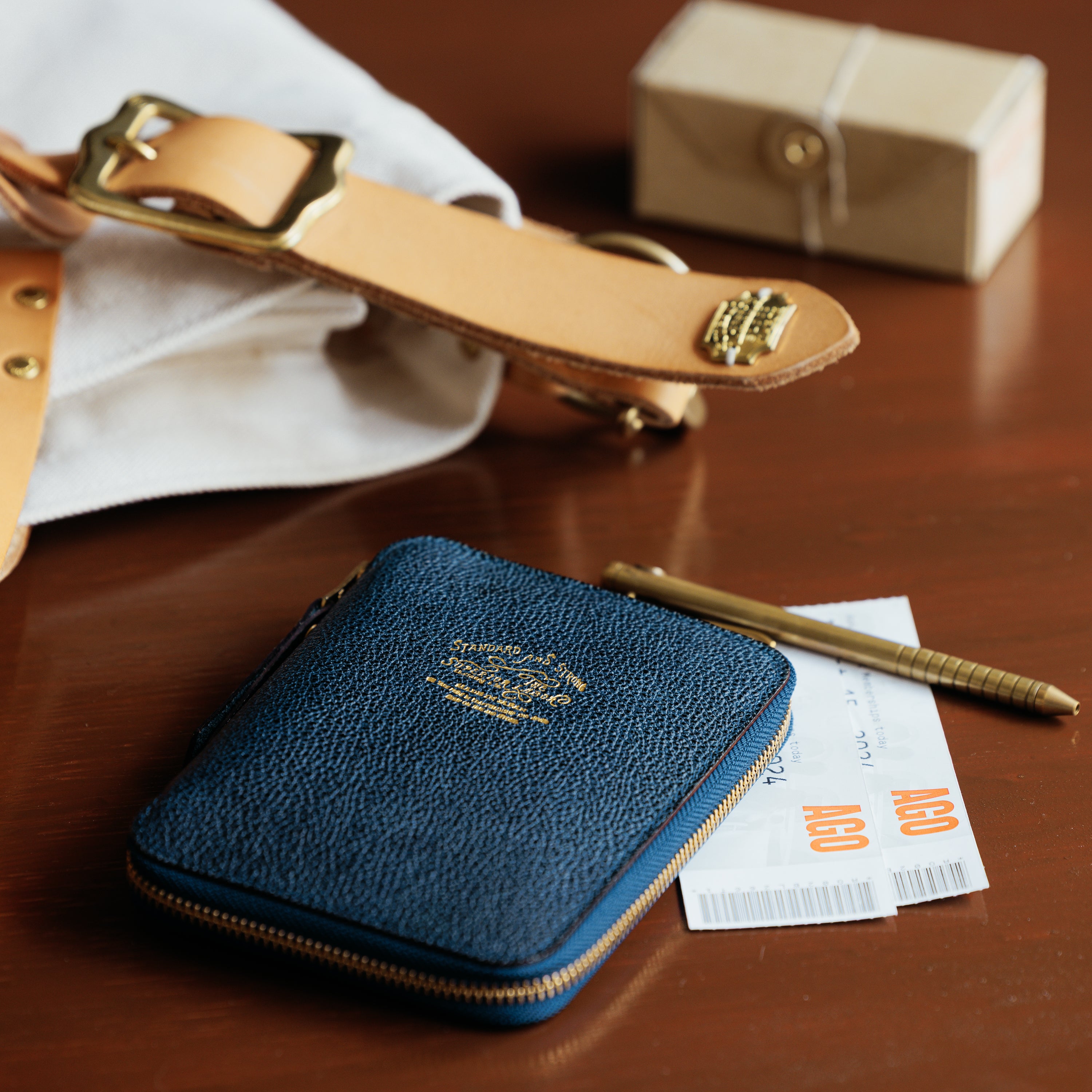 SL0315 KUROZAN indigo B7 size zip organizer