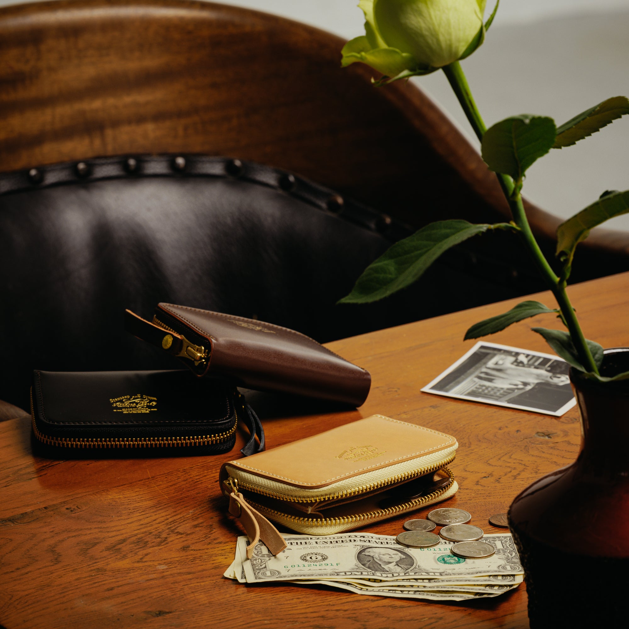 SL0193 cordovan zip small wallet
